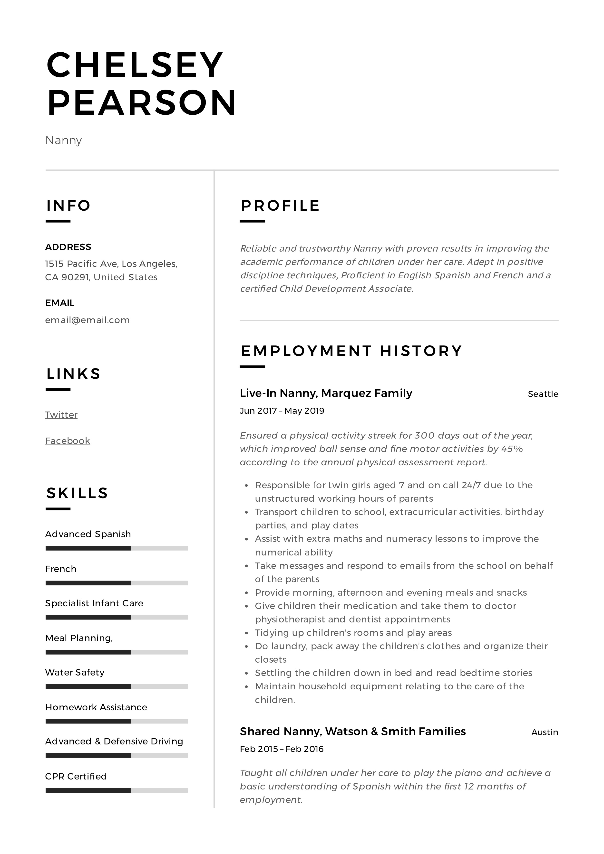 Nanny Curriculum Vitae Sample: A Comprehensive Guide to Crafting the Perfect CV