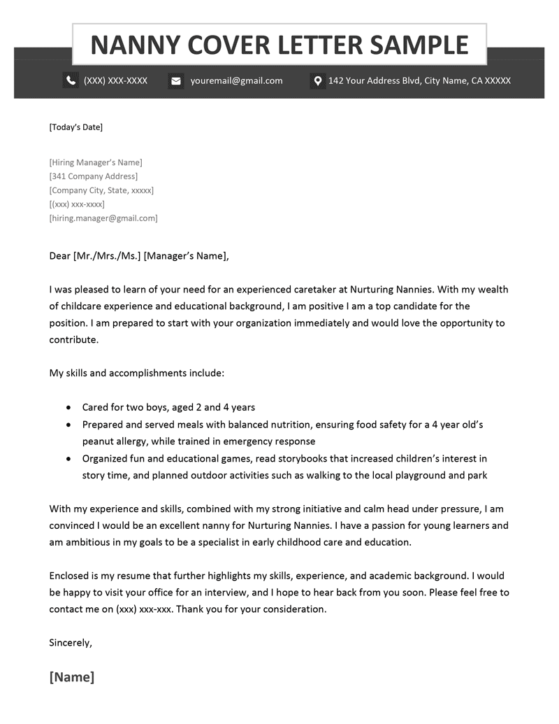 Nanny Resume Cover Letter Samples: Crafting the Perfect Introduction for Your Childcare Career