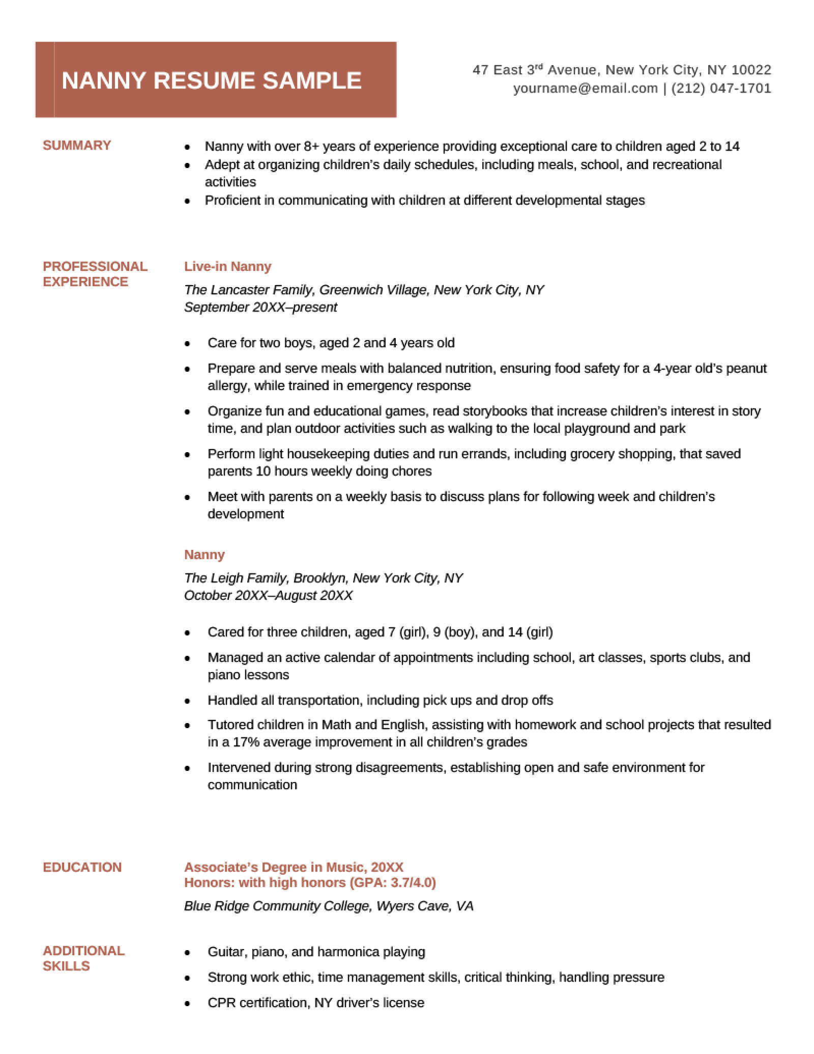 Nanny Resume Examples Templates: Crafting the Perfect Application for Your Ideal Childcare Job