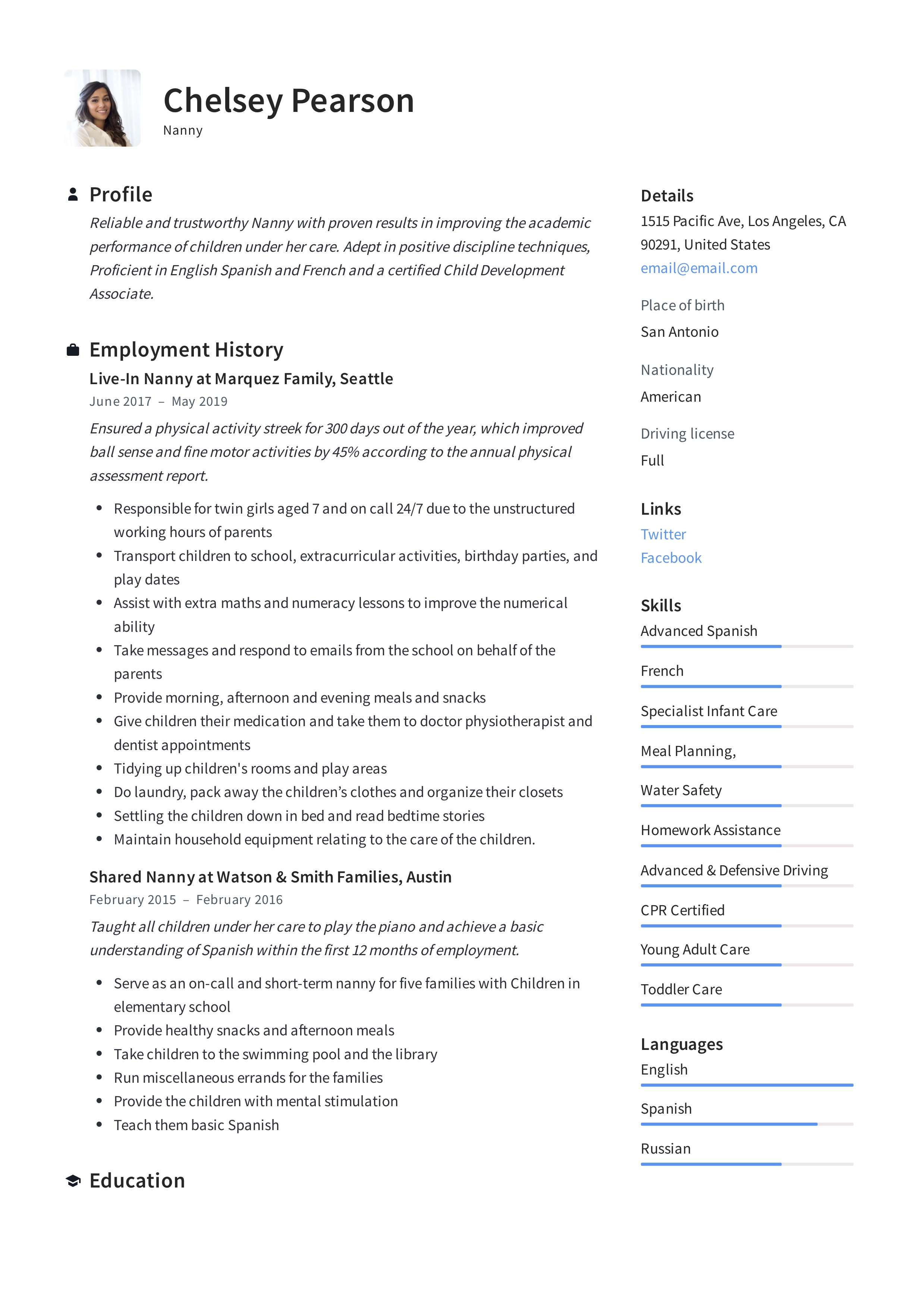 Nanny Resume Samples Free: Your Guide to Crafting the Perfect Caregiver Resume