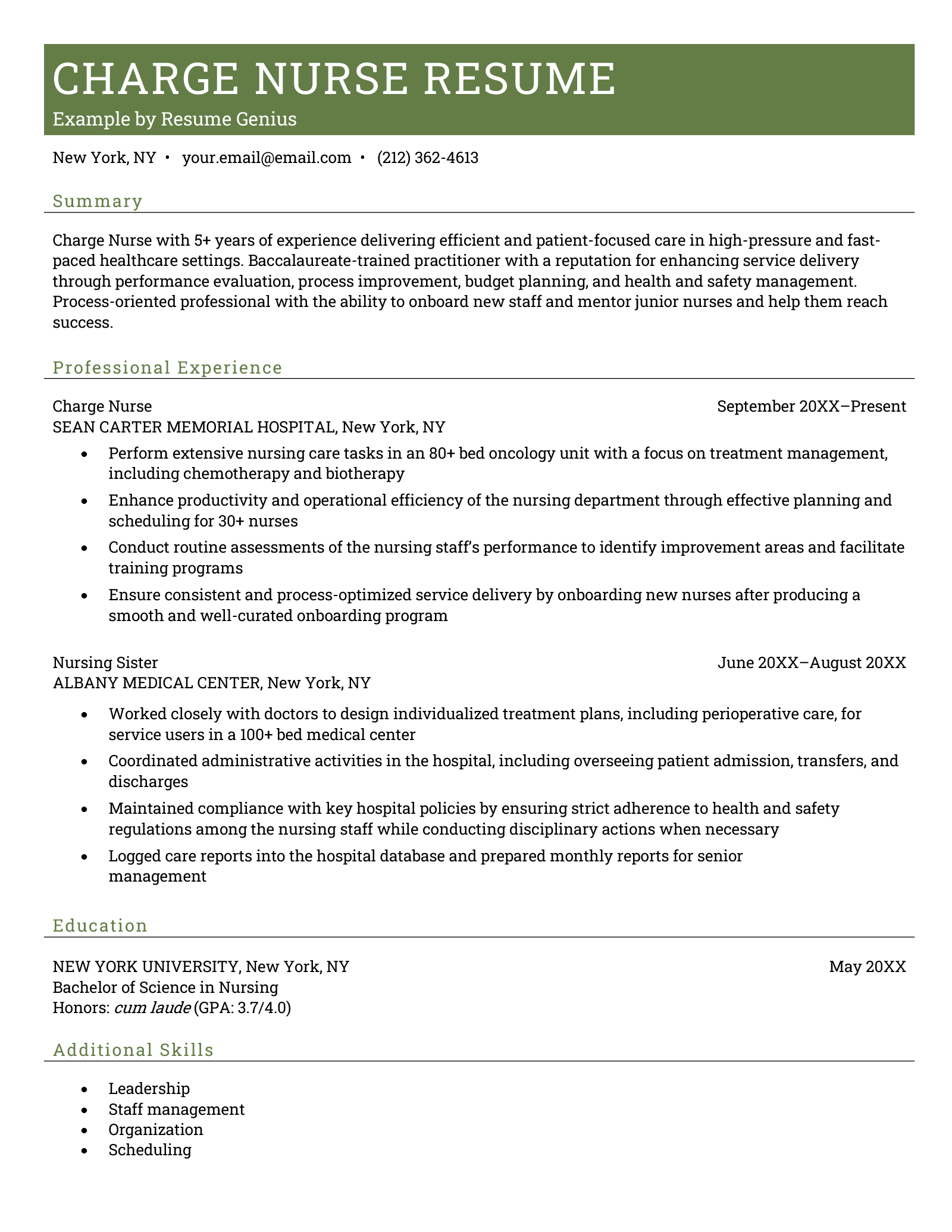 Creating an Impactful Nurse Resume Charge Nurse: Tips and Examples for Success