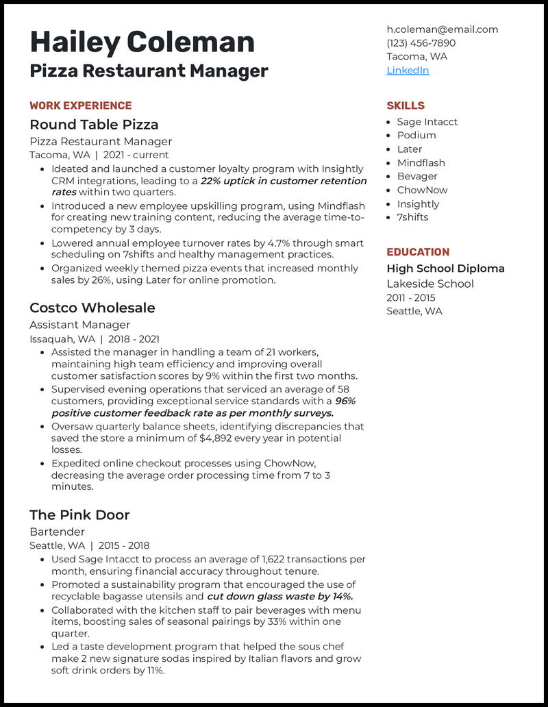 Crafting the Perfect Pizza Restaurant Manager Resume: Tips and Examples