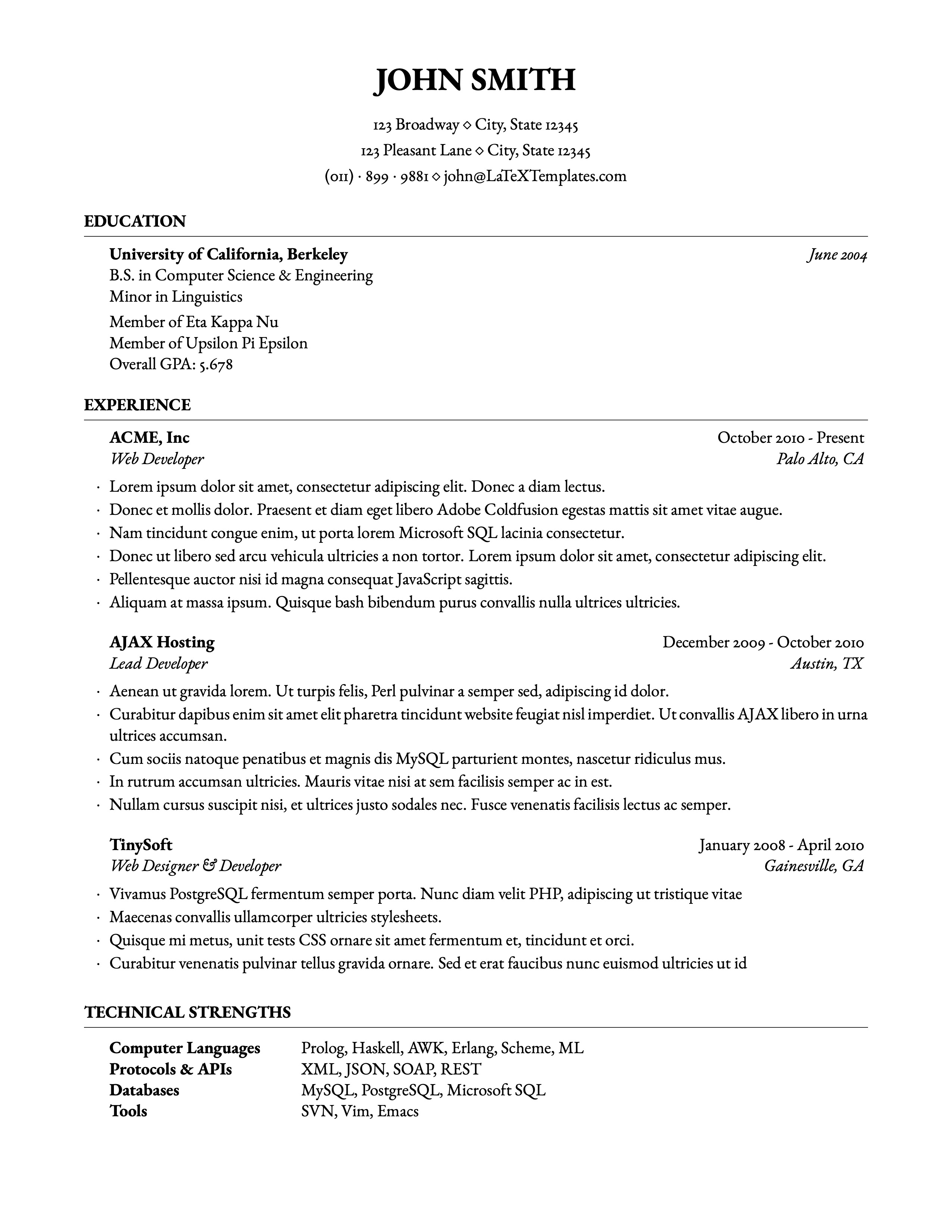 Elevate Your Job Applications with a Professional Resume Template Latex