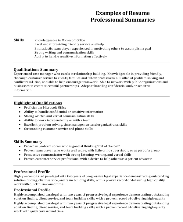 Creating an Impactful First Impression: Profile Summary Examples In Resume