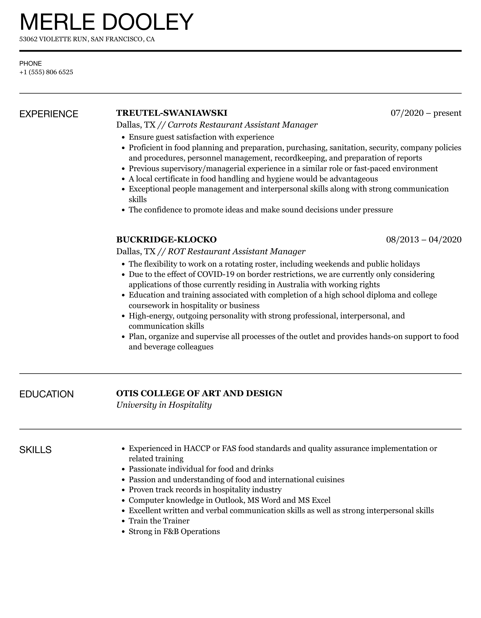Essential Guide to Crafting an Effective Restaurant Assistant Manager Duties Resume