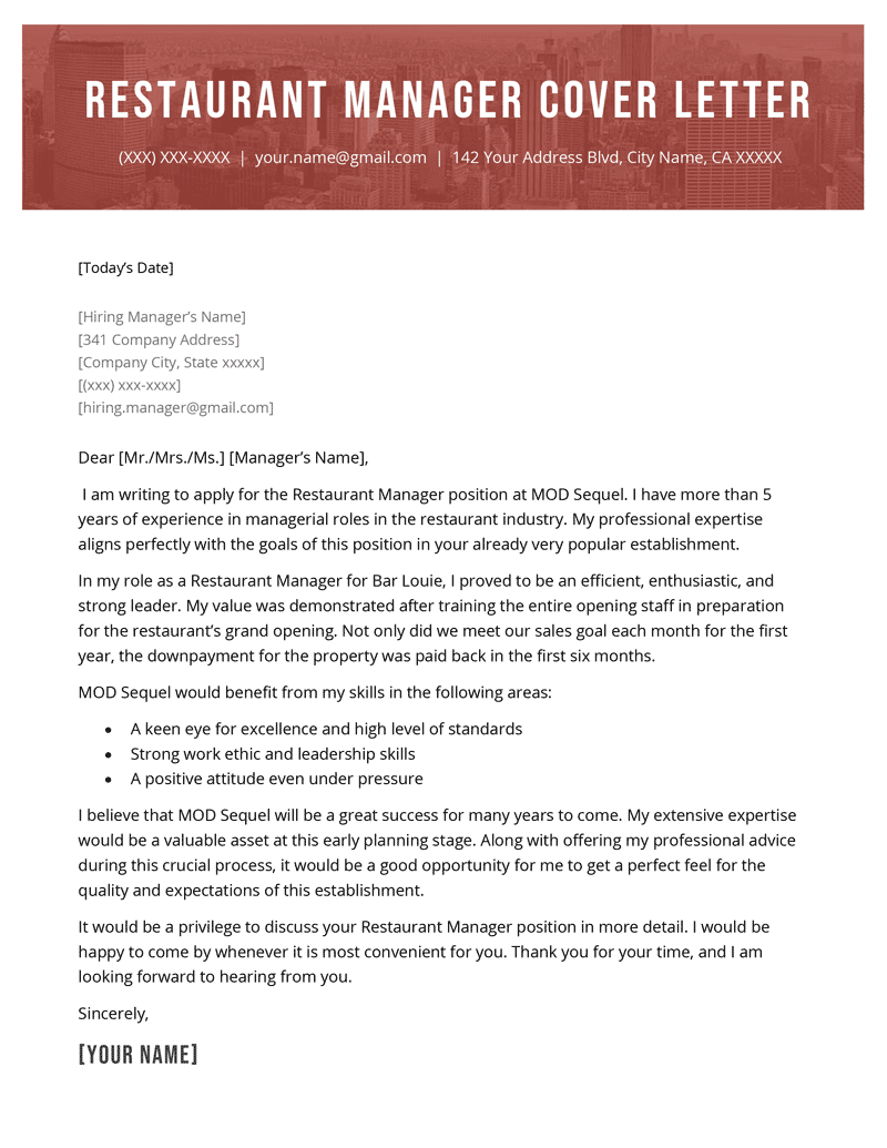 Essential Tips for Crafting an Impressive Restaurant Manager Resume Cover Letter