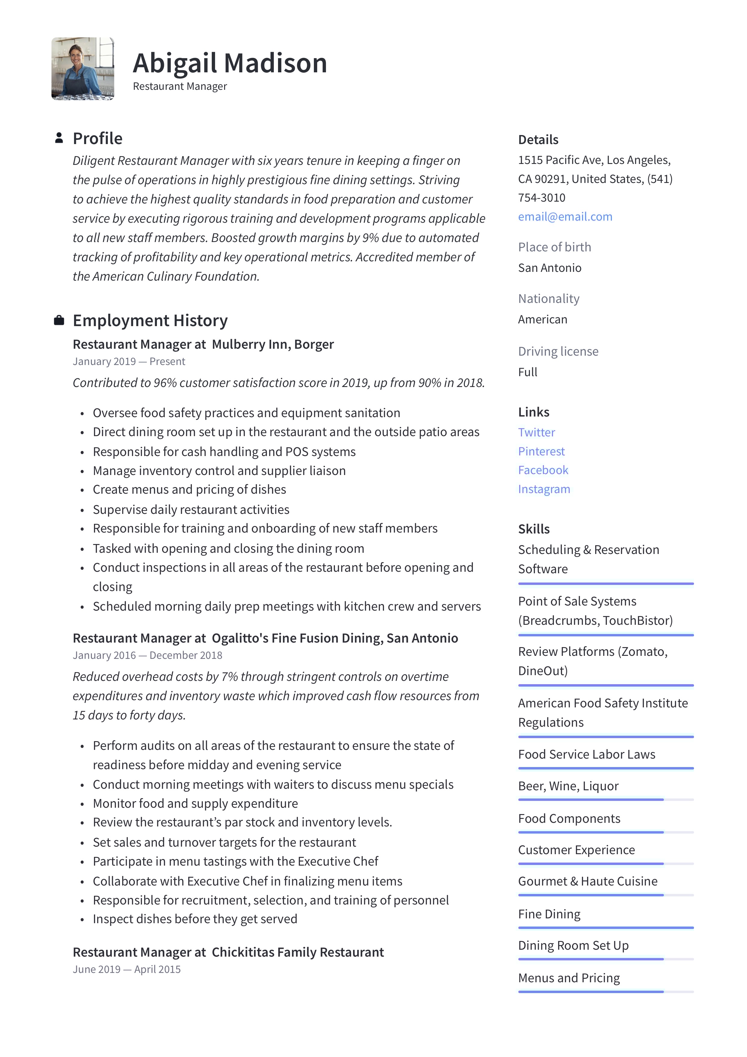 Crafting the Perfect Restaurant Manager Resume Profile for Success