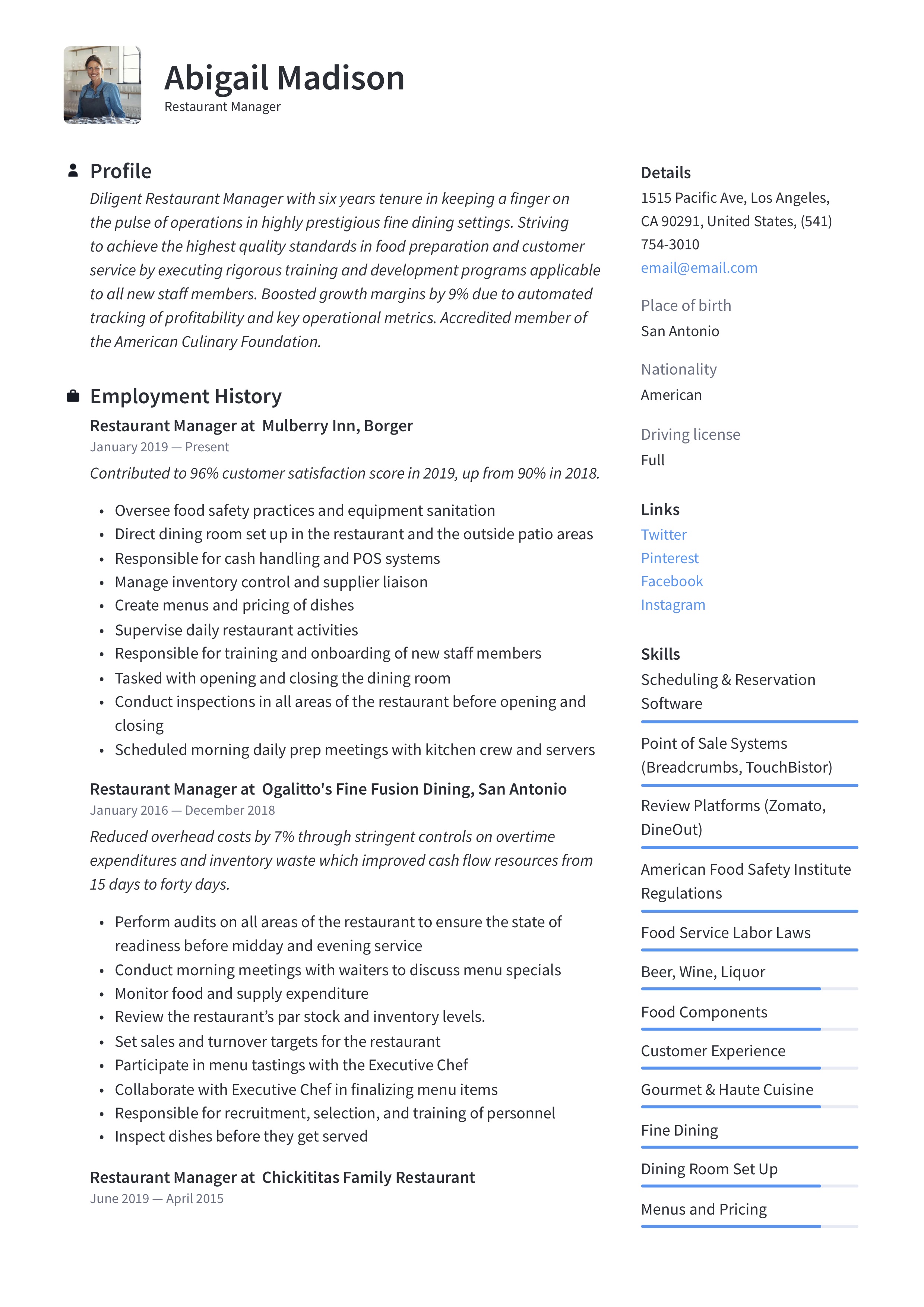 Essential Tips for Crafting an Impressive Restaurant Manager Resume Template