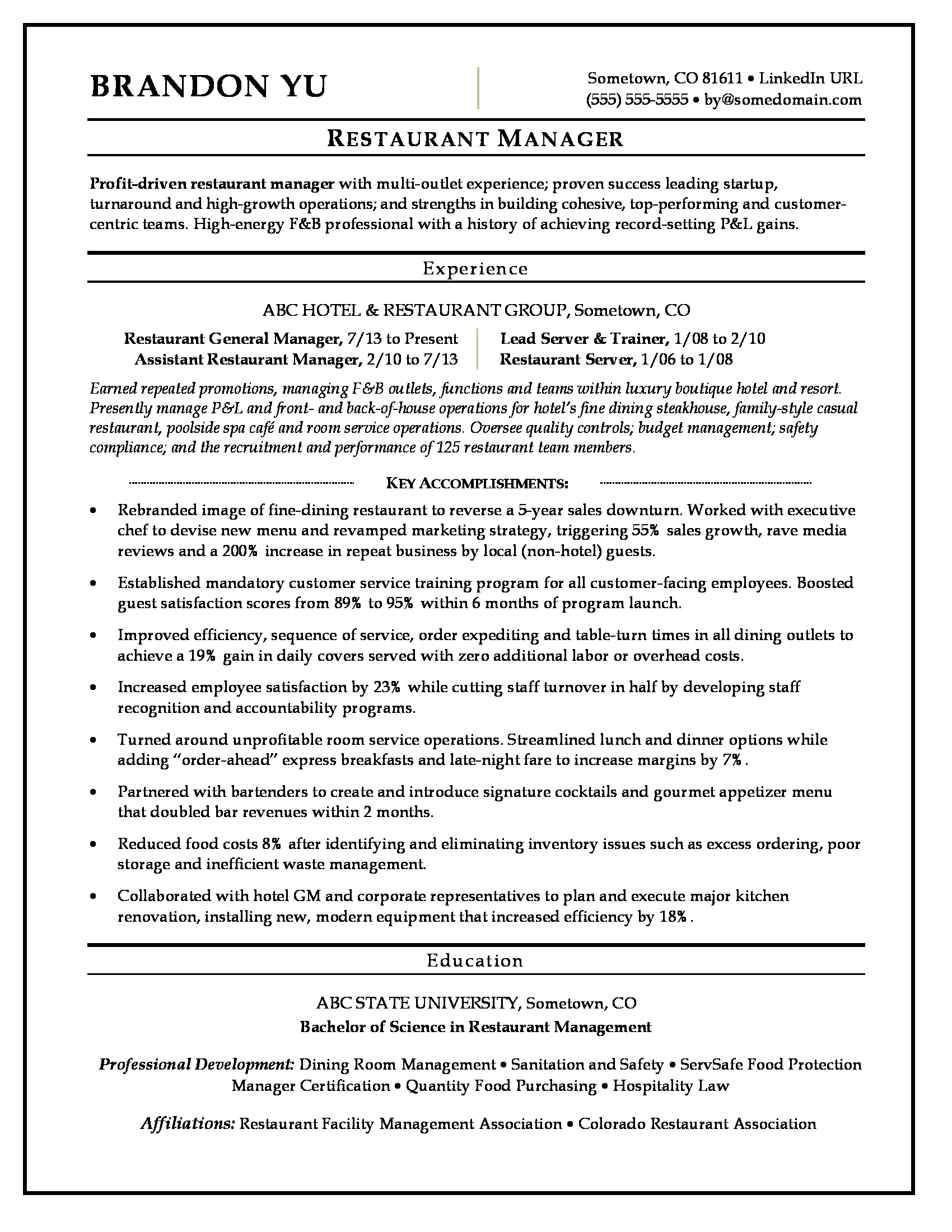 Crafting the Perfect Restaurant Marketing Manager Resume: Tips and Examples for Success