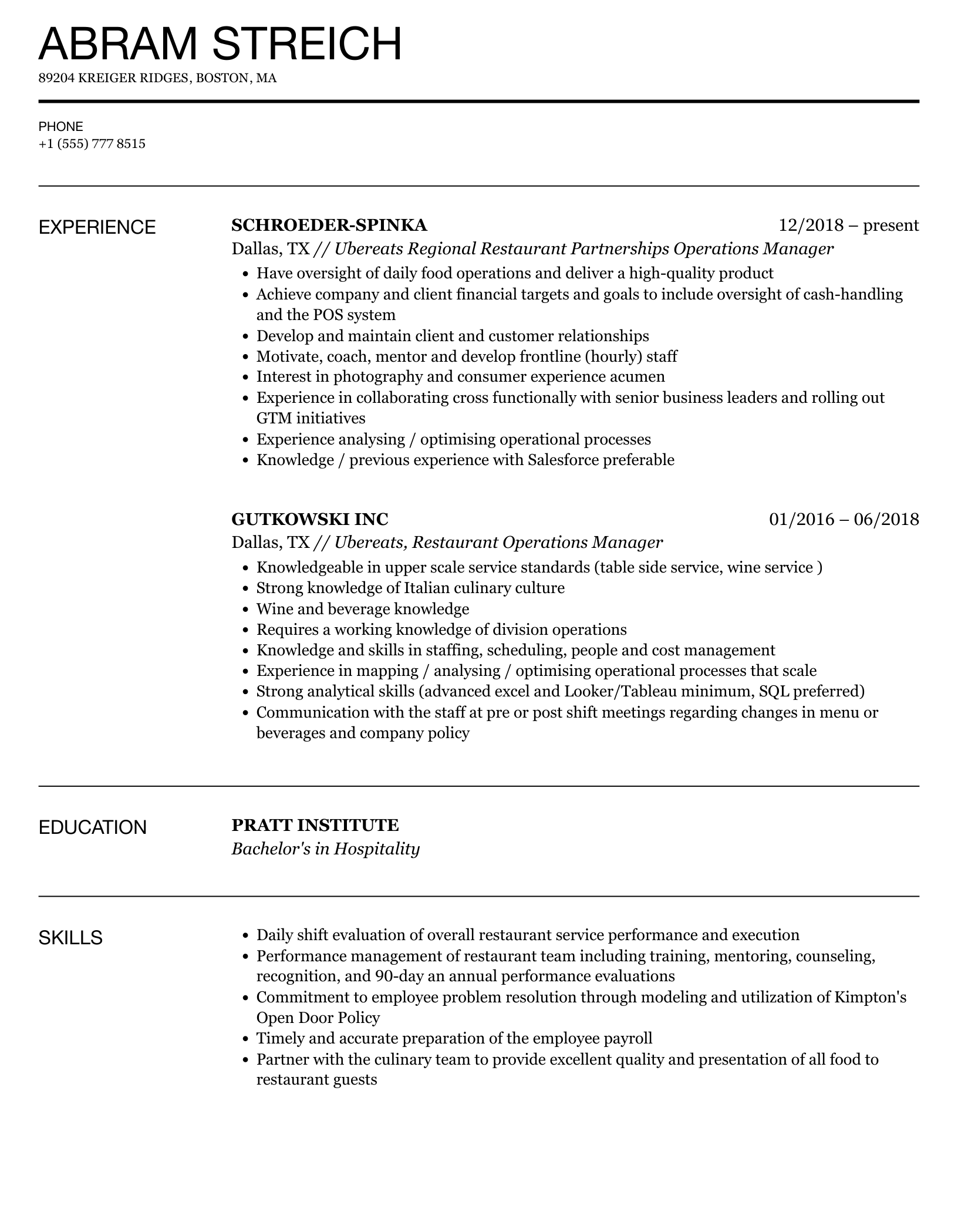 Essential Tips for Crafting an Impressive Restaurant Operations Manager Resume