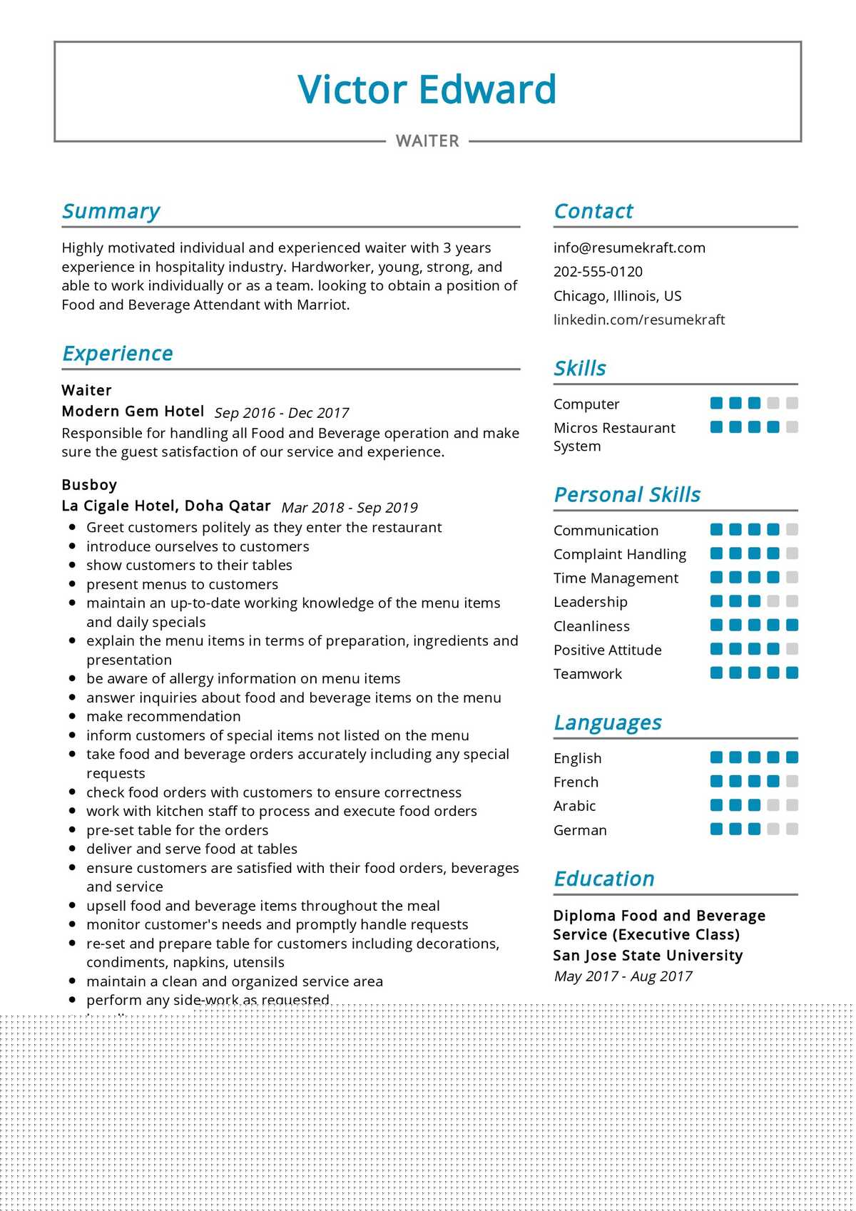Essential Tips for Crafting an Impressive Restaurant Waiter Skills Resume
