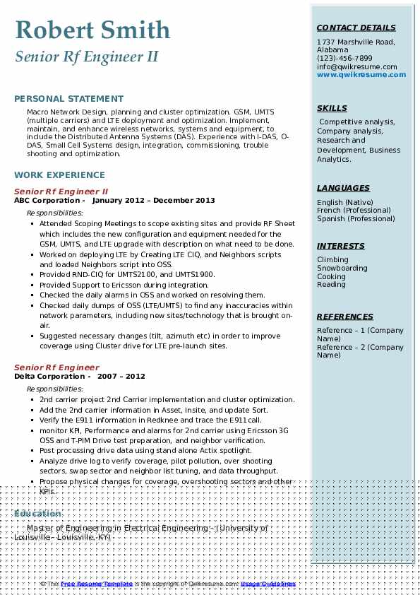 Essential Tips and Guidelines for Crafting an Effective Resume For RF Design Engineer