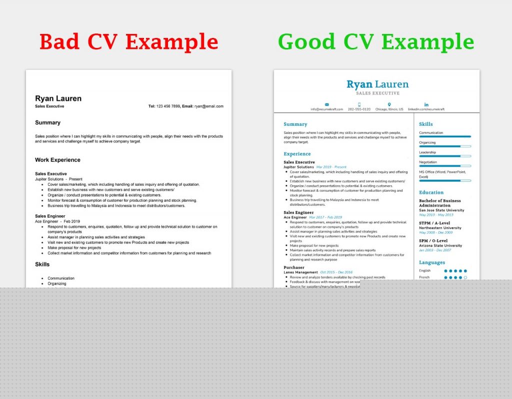 Resume Good And Bad Examples: Learning from Successes and Mistakes