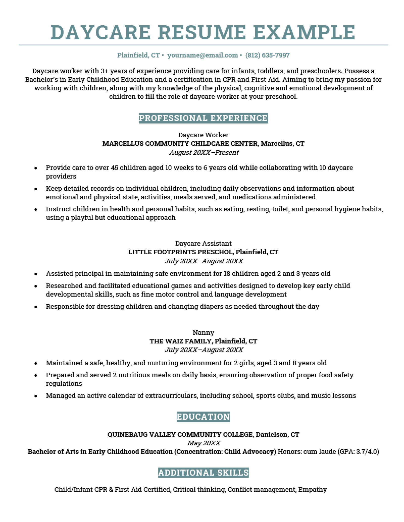 Top Resume Objective Examples For Daycare Worker to Boost Your Application