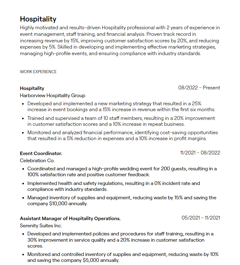 Top Resume Objective Examples Hospitality to Elevate Your Job Application