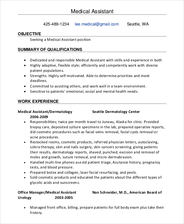 Top Resume Objective Examples Medical Assistant to Enhance Your Job Application