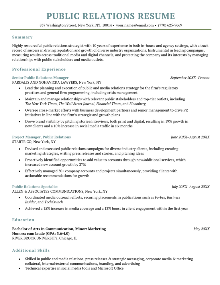 Top Resume Objective Examples Public Relations to Elevate Your Job Application