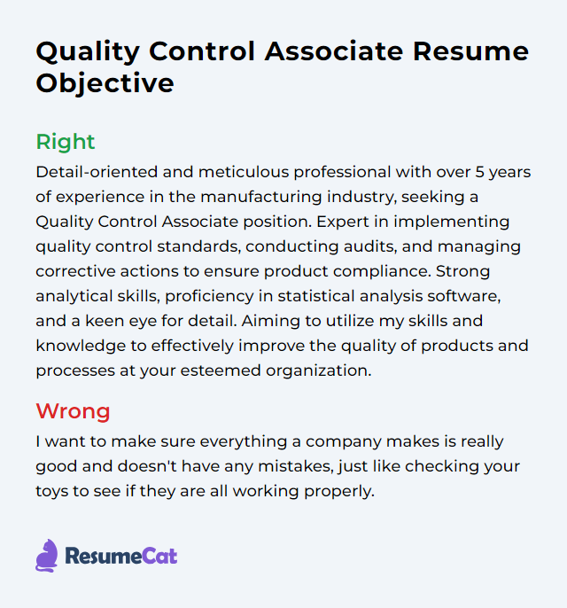 Top Resume Objective Examples Quality Control to Enhance Your Job Applications