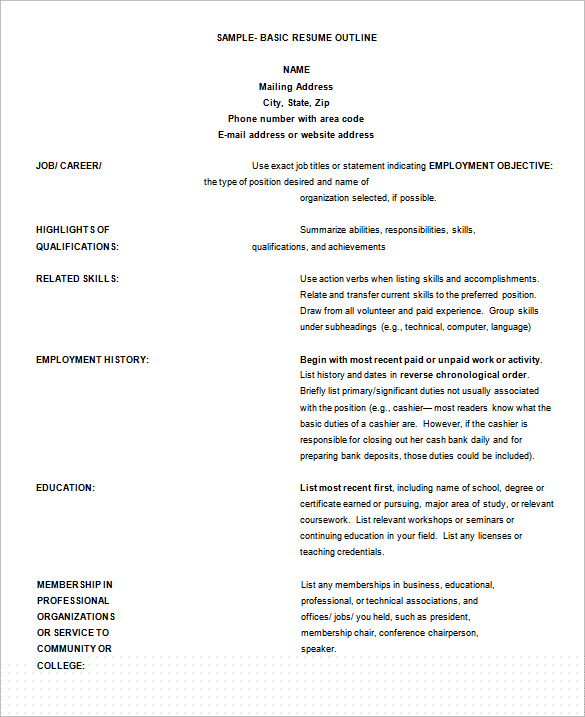 A Comprehensive Guide to Crafting Your Resume Outline Basic