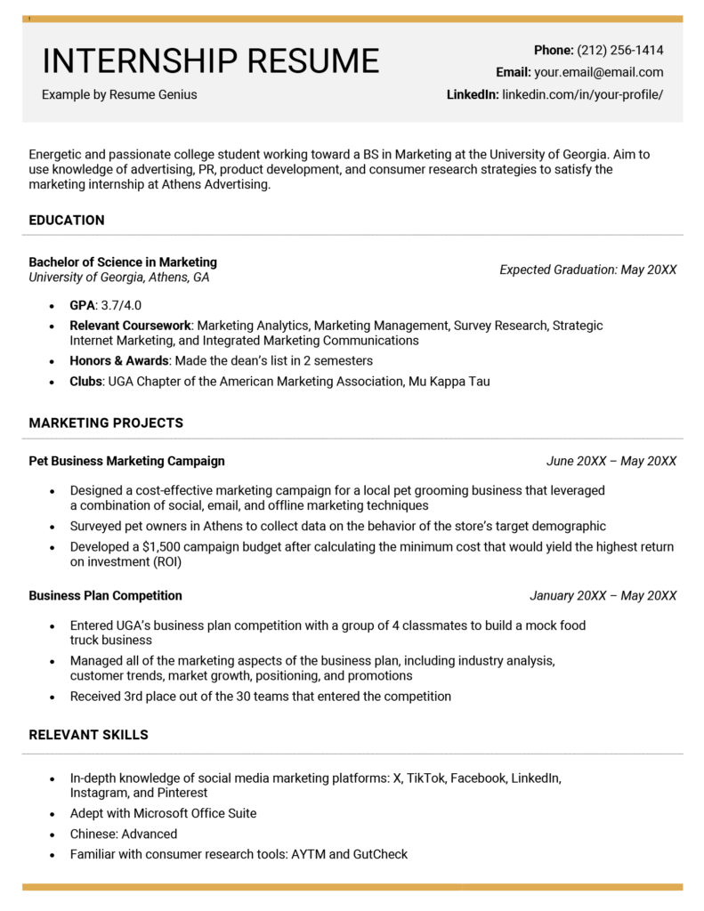 Top Resume Profile Examples Internship: Crafting the Perfect Introduction to Your Career