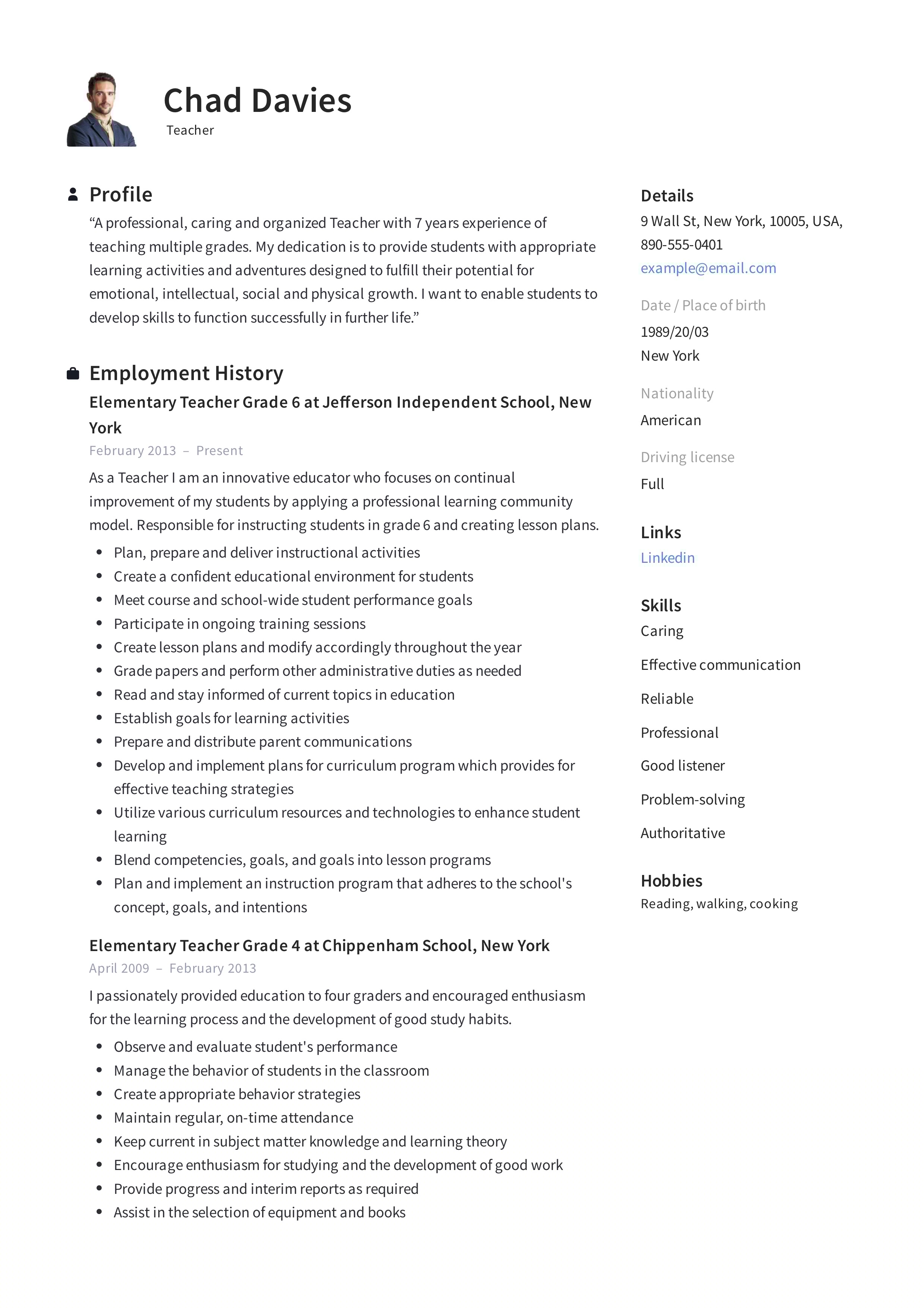 Top Resume Profile Examples Teacher: Crafting the Perfect Introduction