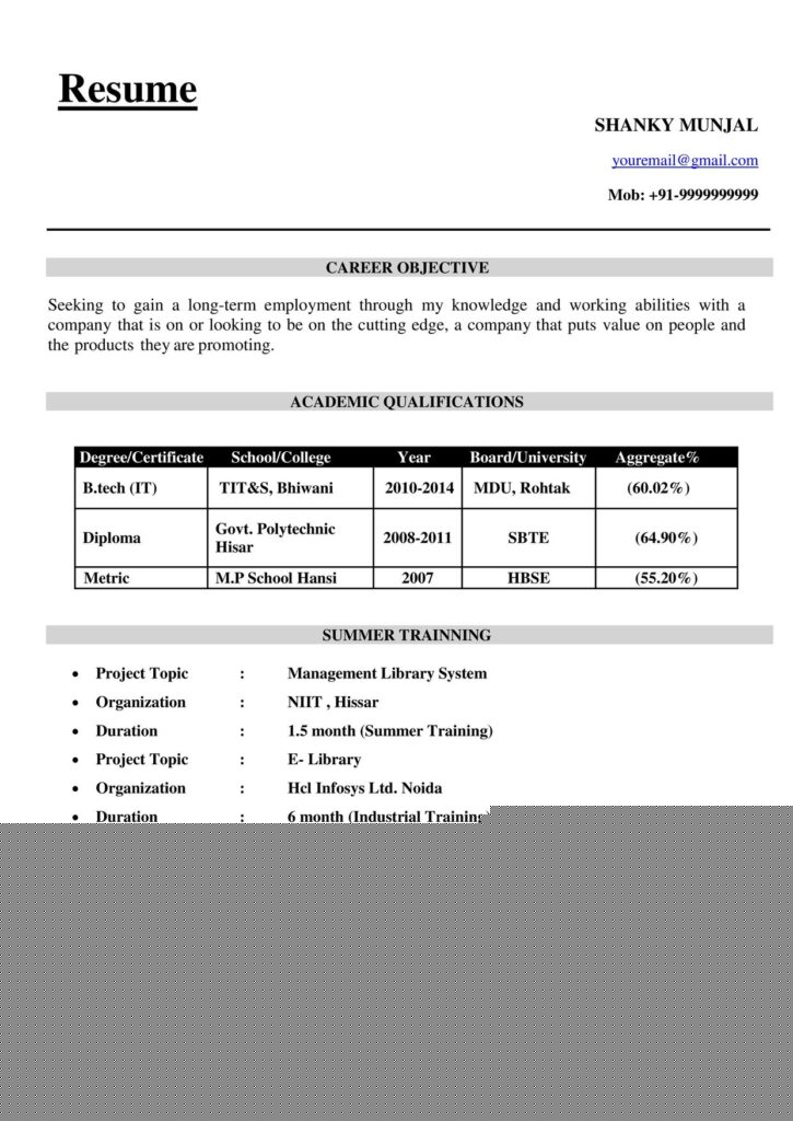 Essential Guide: Resume Samples Doc For Freshers to Kickstart Your Career