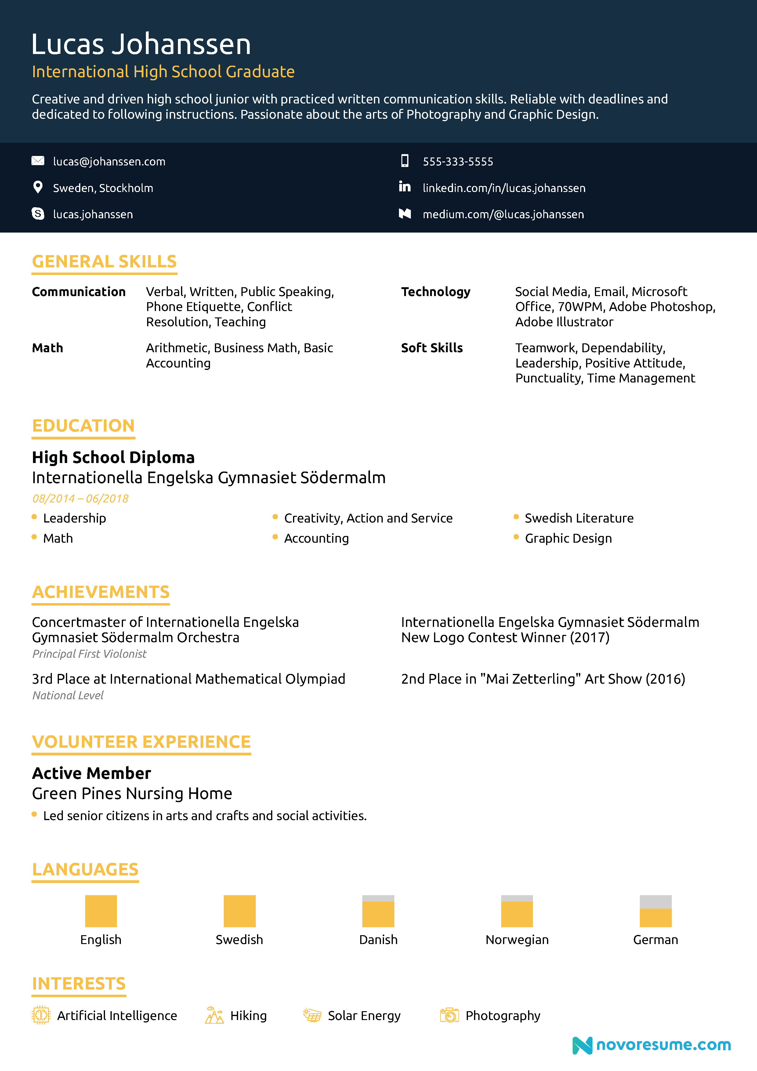 Essential Resume Samples for High School Students with No Experience
