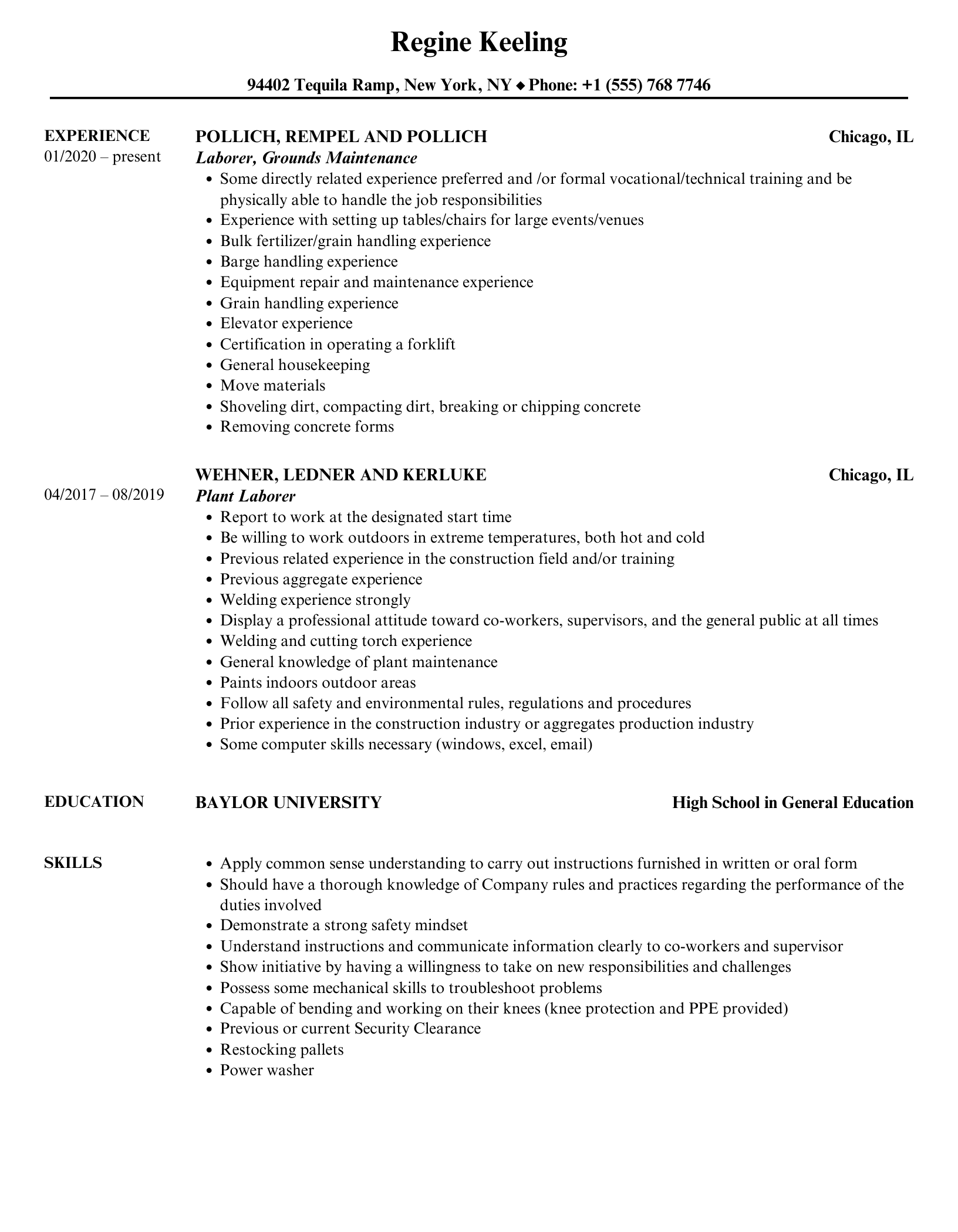Essential Resume Samples Laborer: Crafting the Perfect Application for Your Next Job