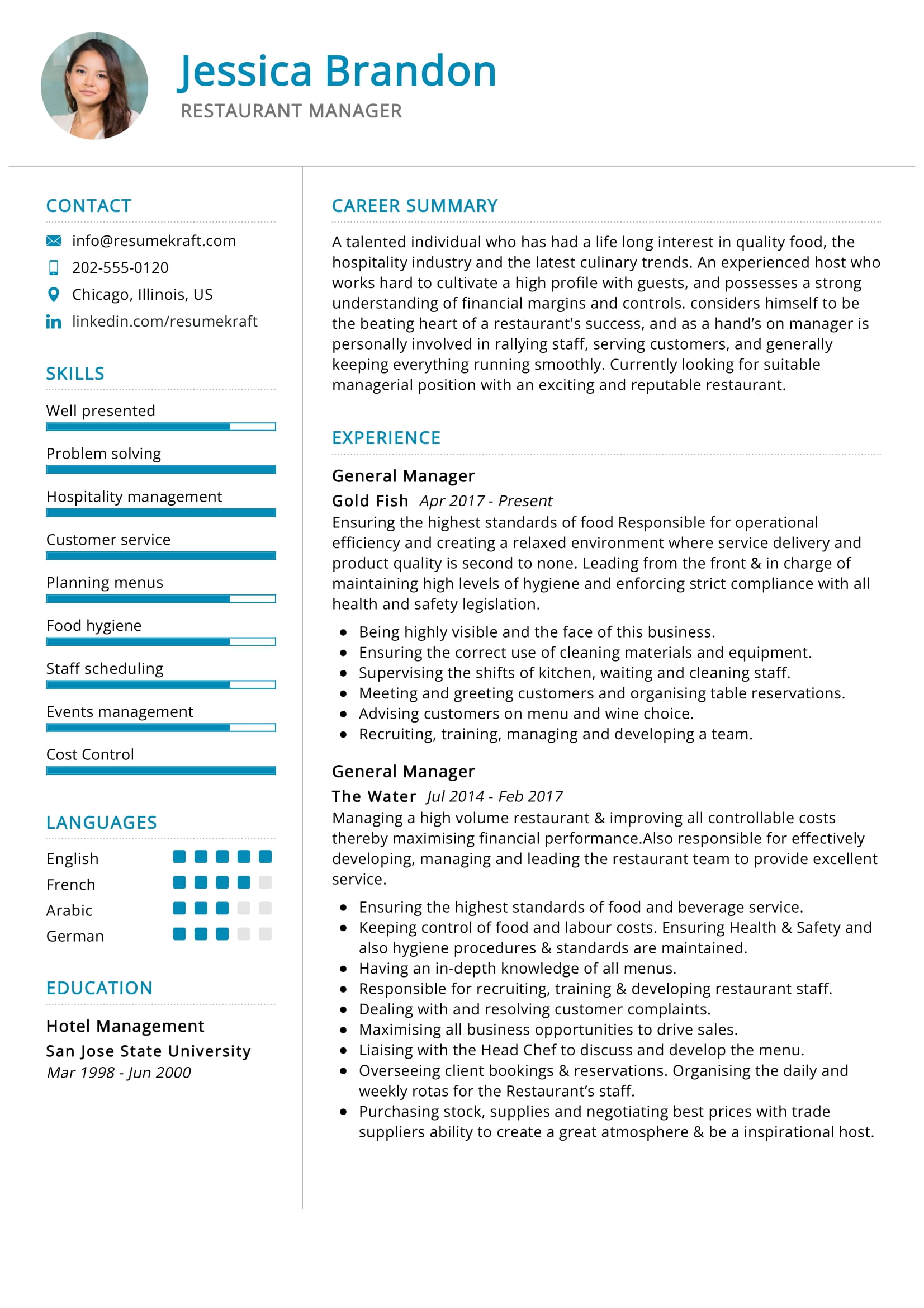 Essential Resume Samples Restaurant Manager: Stand Out in the Culinary Job Market