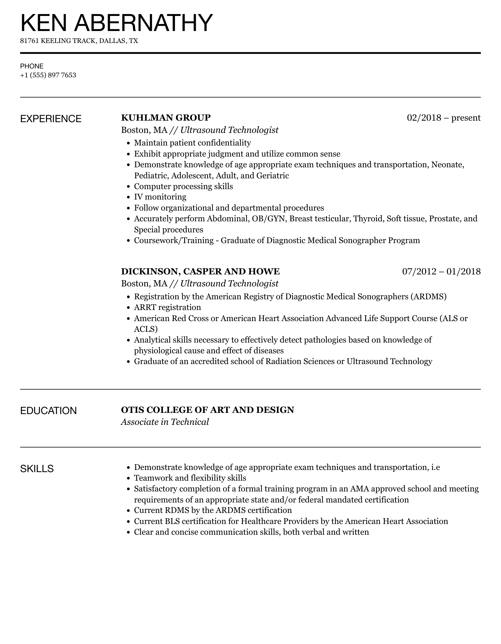 Essential Resume Samples Ultrasound Tech: Crafting Your Path to Success