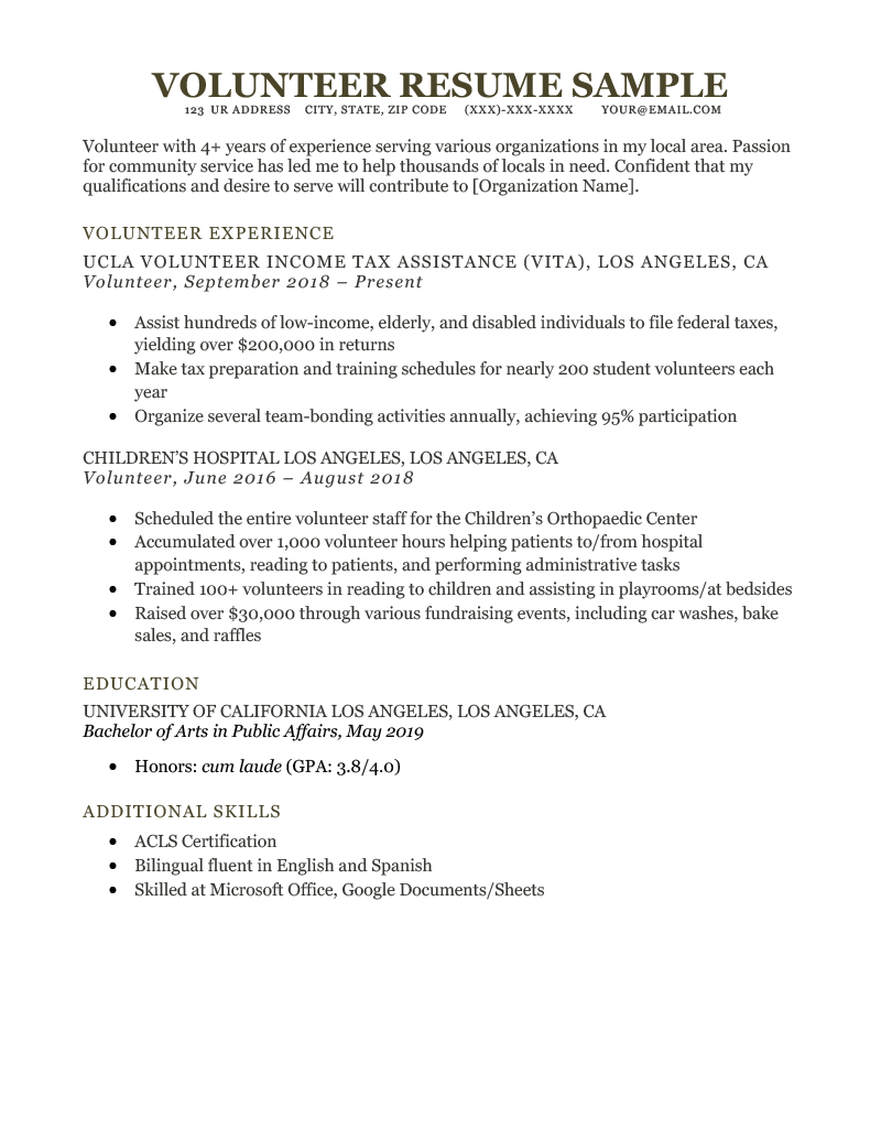 Essential Resume Samples Volunteer: Stand Out in Your Next Service Opportunity