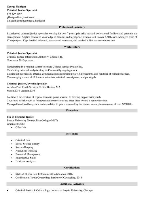 Top Resume Summary Examples Criminal Justice to Enhance Your Application