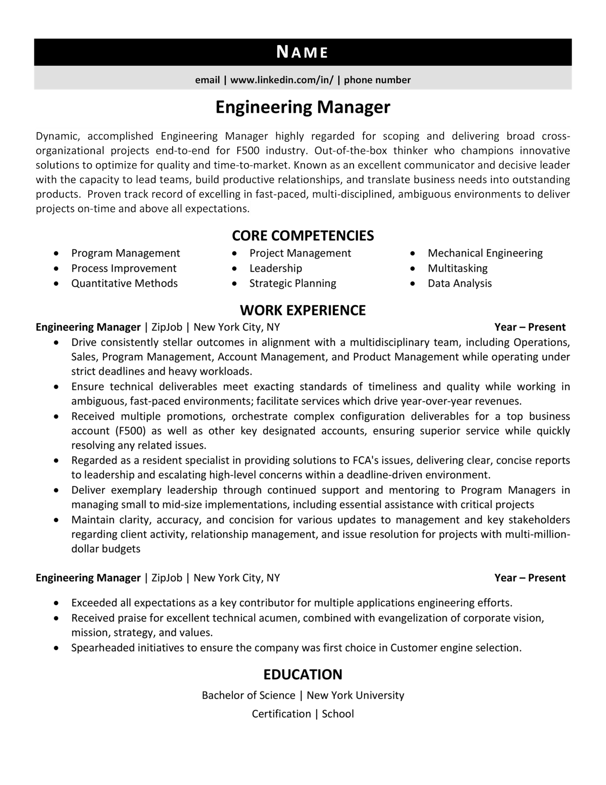 Top Resume Summary Examples Engineering Manager to Showcase Your Leadership Skills