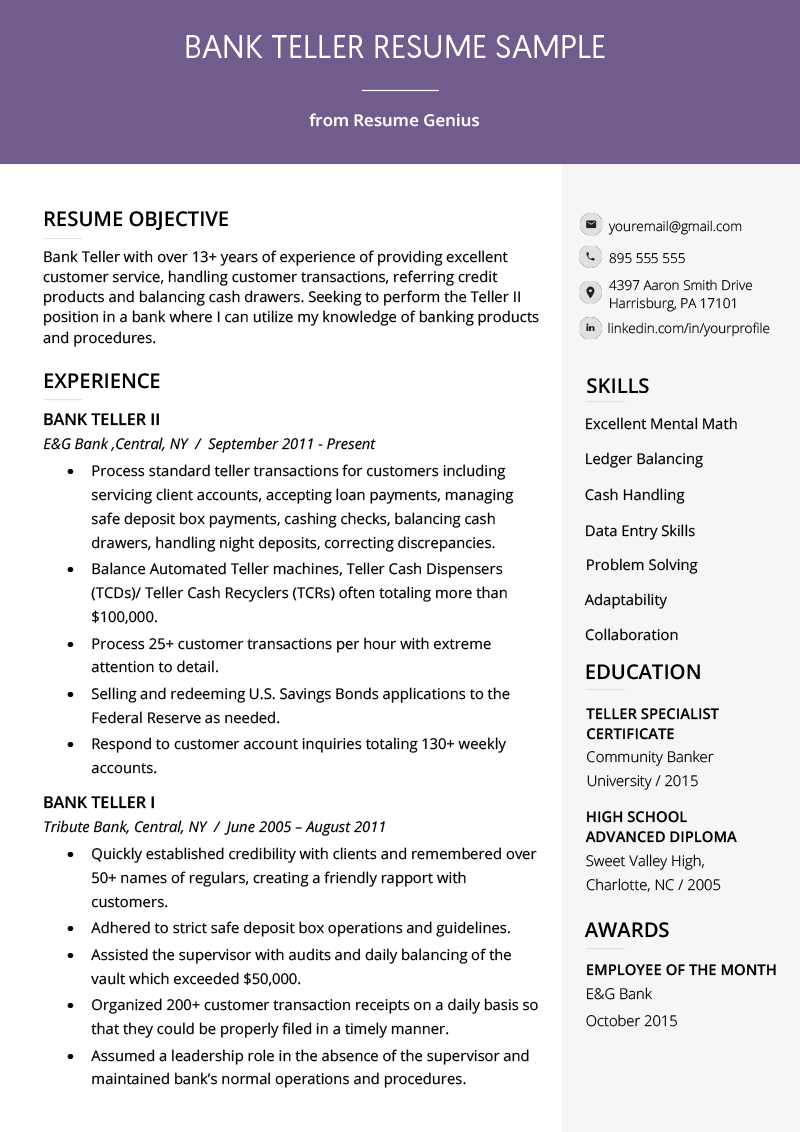 Top Resume Summary Examples For Bank Teller to Boost Your Application
