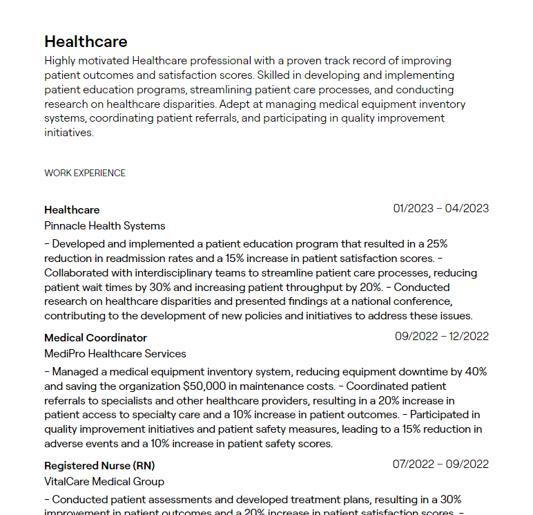 Top Resume Summary Examples Healthcare: Crafting the Perfect Introduction for Your Resume