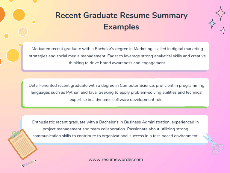 Effective Resume Summary Examples for Recent Graduates: Stand Out in Your Job Search