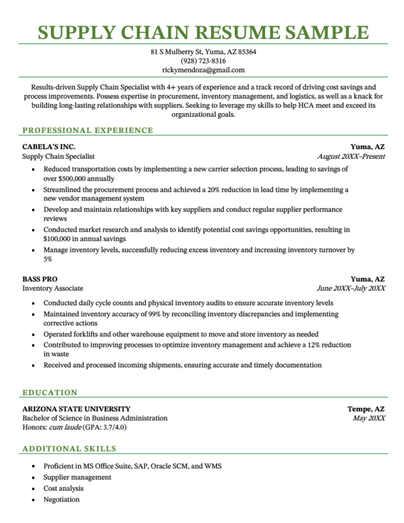 Top Resume Summary Examples Supply Chain: Crafting Your Perfect Introduction