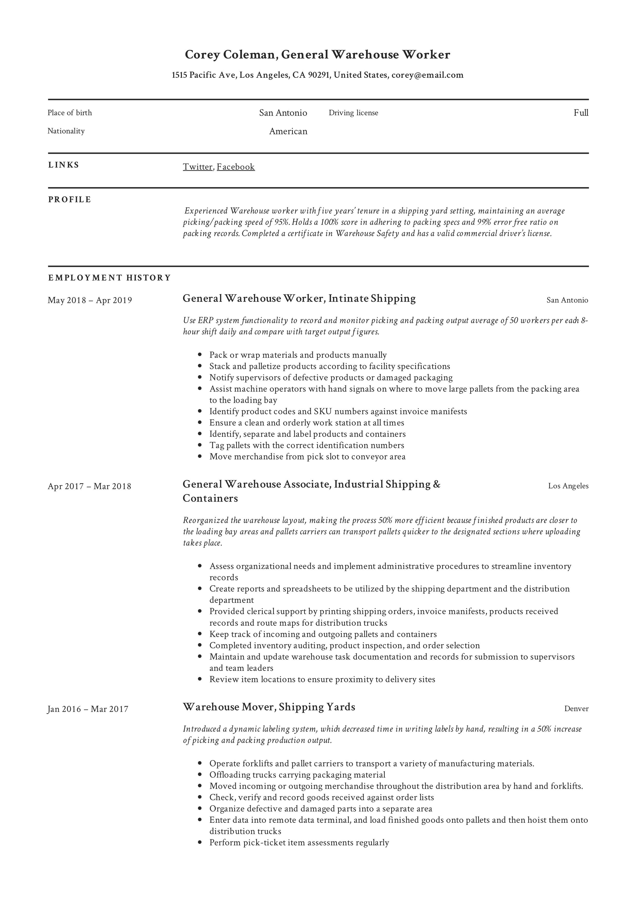 Top Resume Summary Examples Warehouse: Crafting the Perfect Introduction for Your Job Application