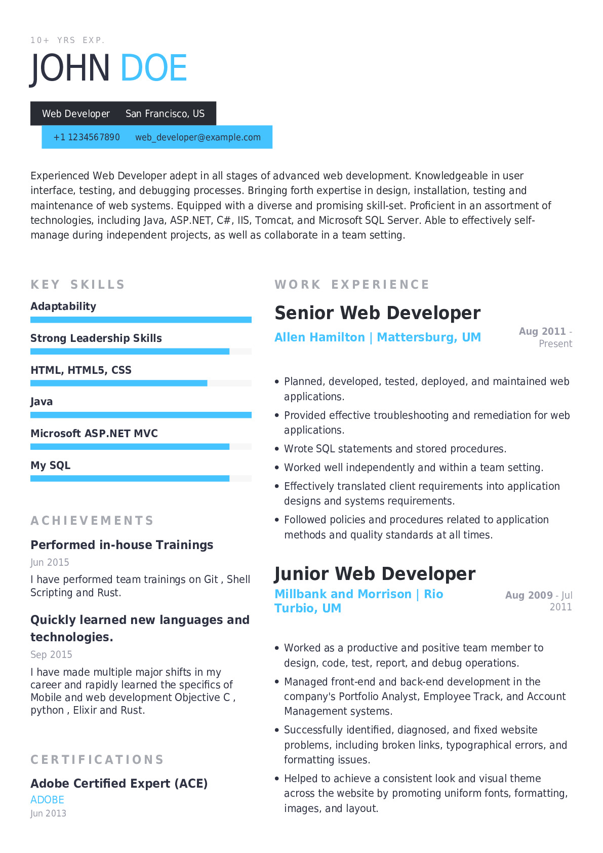 Top Resume Summary Examples Web Developer: Crafting the Perfect Introduction