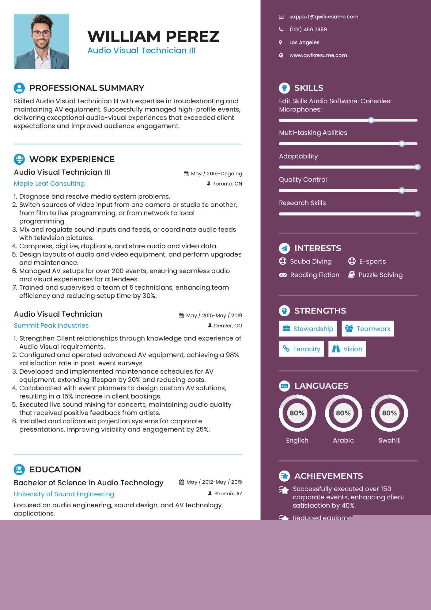 Crafting the Perfect Resume Summary For Audio Visual Technician: Tips and Examples