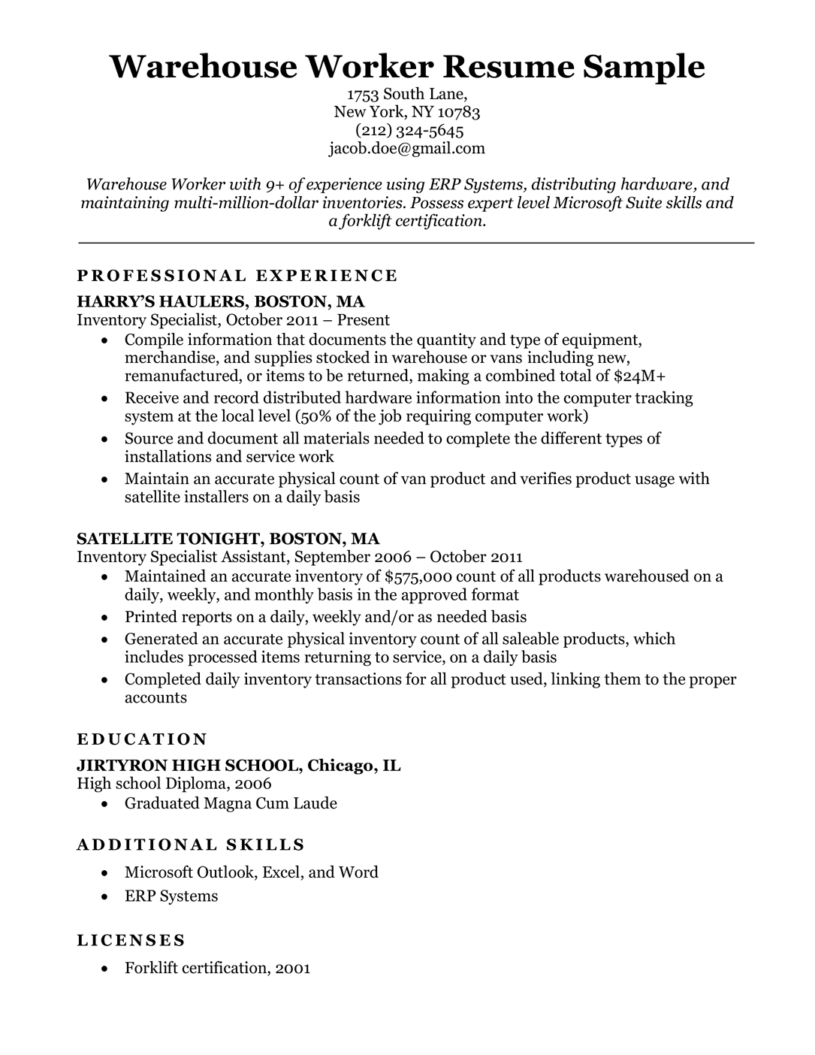 Essential Resume Title Examples For Warehouse Worker: Stand Out to Employers