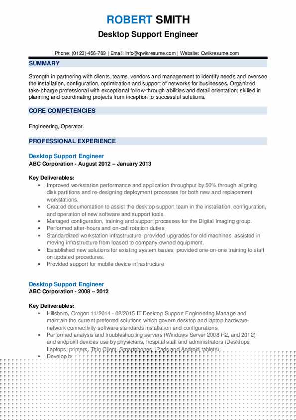 Crafting the Perfect Resume Title for Desktop Support Engineer: Tips and Examples