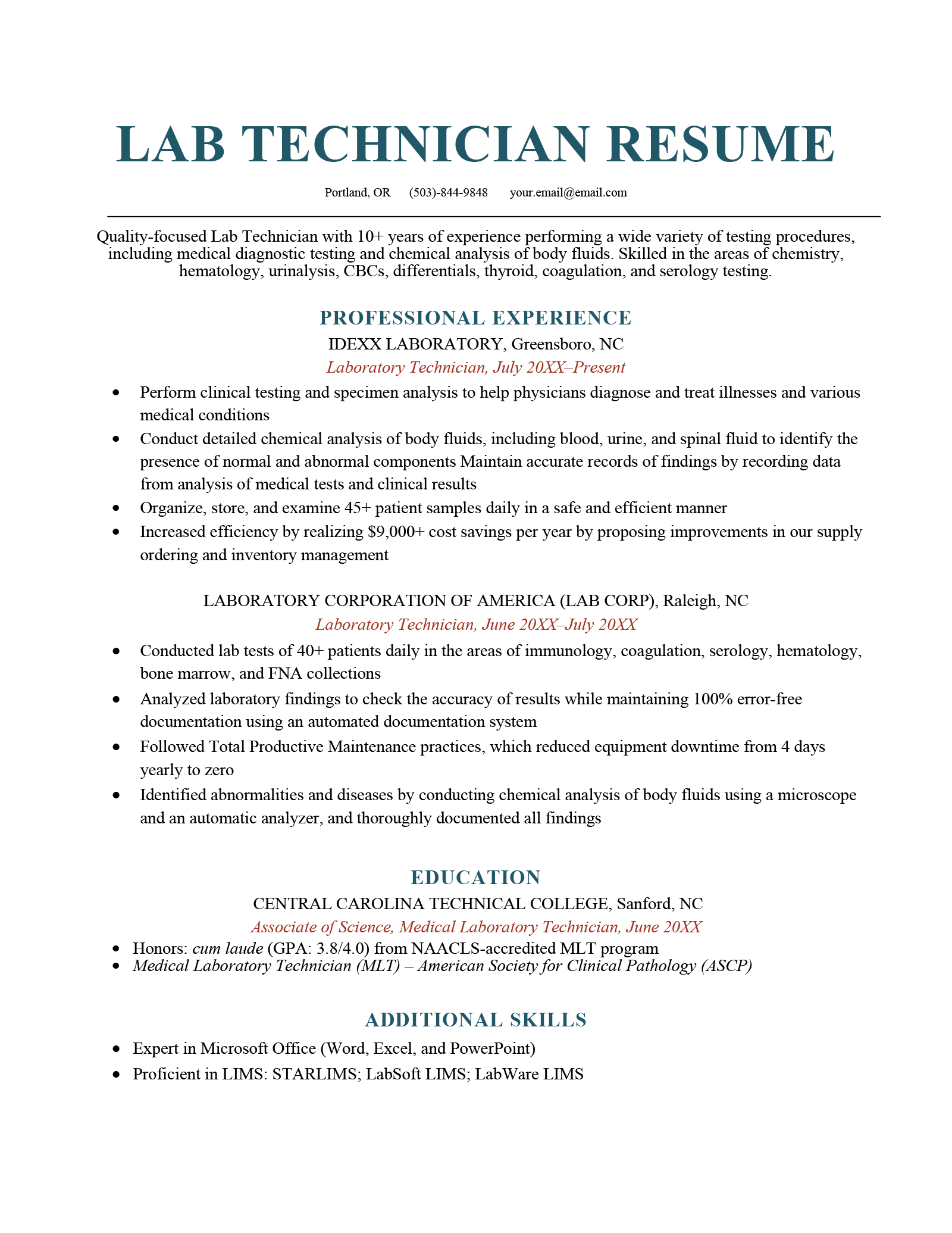 Essential Tips for Crafting an Effective Resume Title For Lab Technician