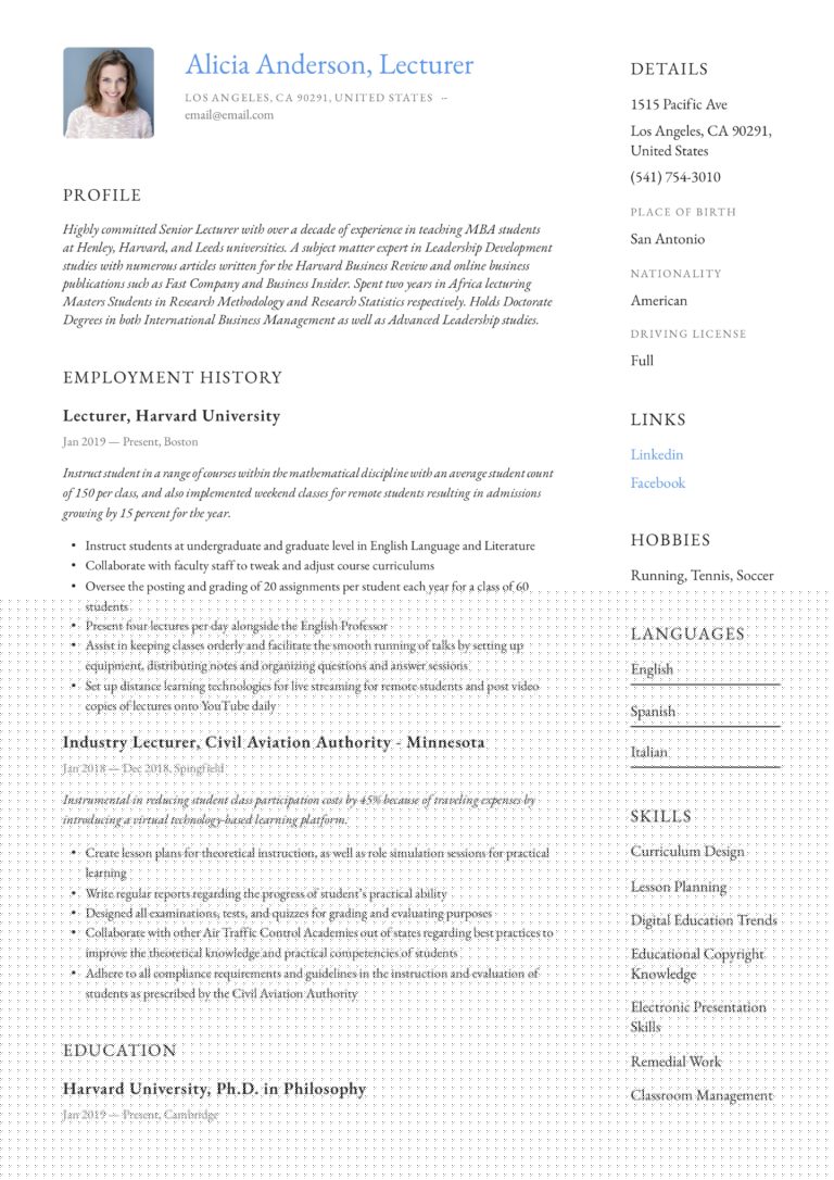 Effective Resume Title for Lecturer: Tips to Stand Out in Academia
