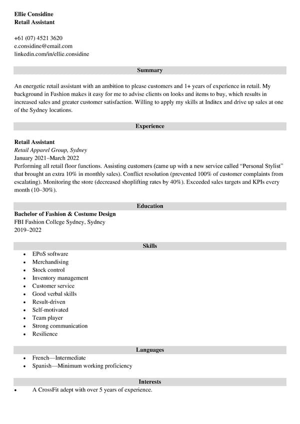 Crafting the Perfect Retail Resume Australia: Tips and Examples for Job Seekers