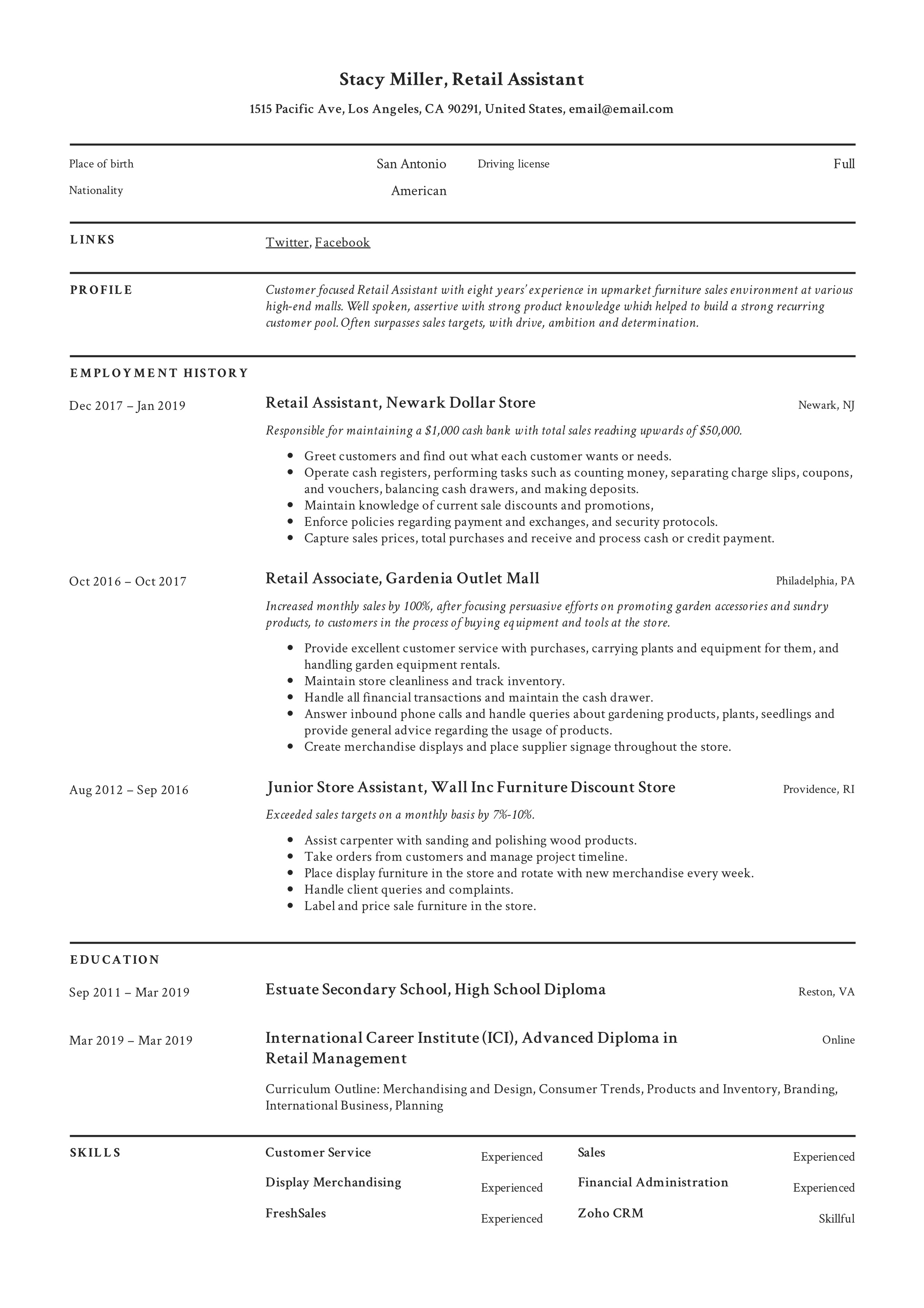Top Retail Resume Examples to Help You Stand Out in the Job Market