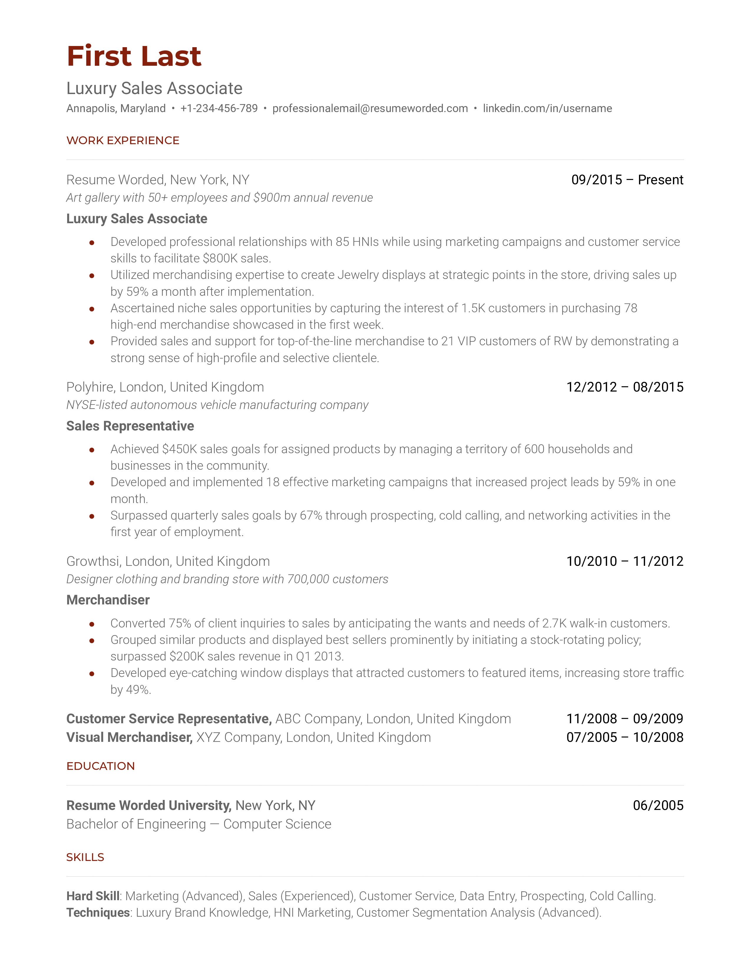 Crafting the Perfect Sales Associate Luxury Resume: Tips and Examples