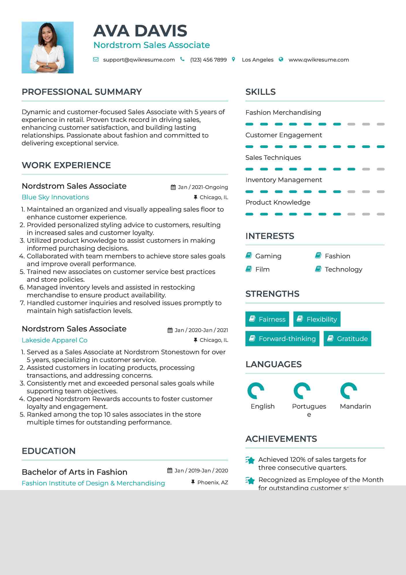 Crafting the Perfect Sales Associate Nordstrom Resume: Tips and Examples