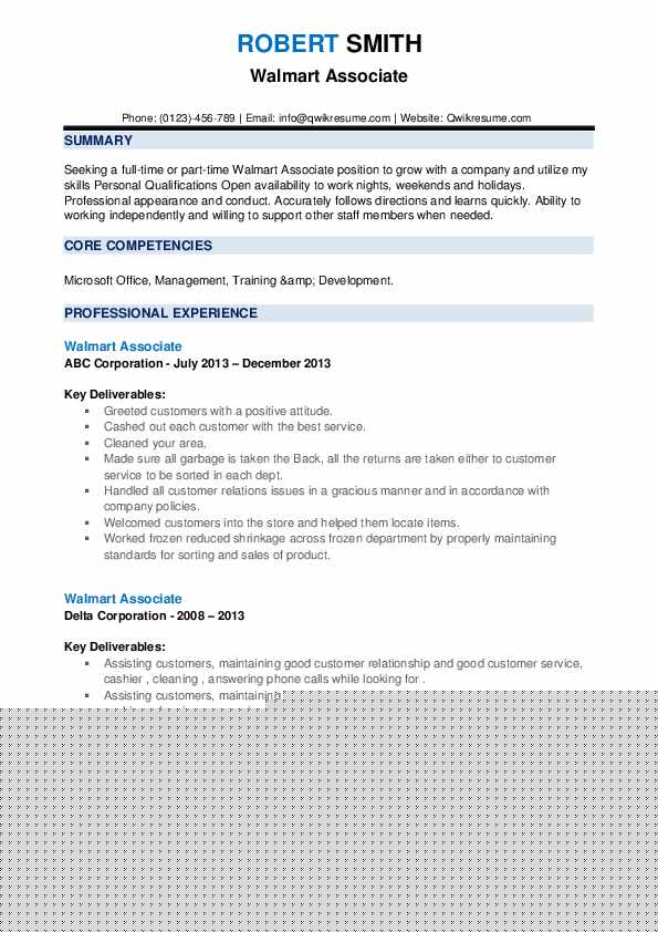Crafting the Perfect Sales Associate Resume Walmart: Tips and Examples