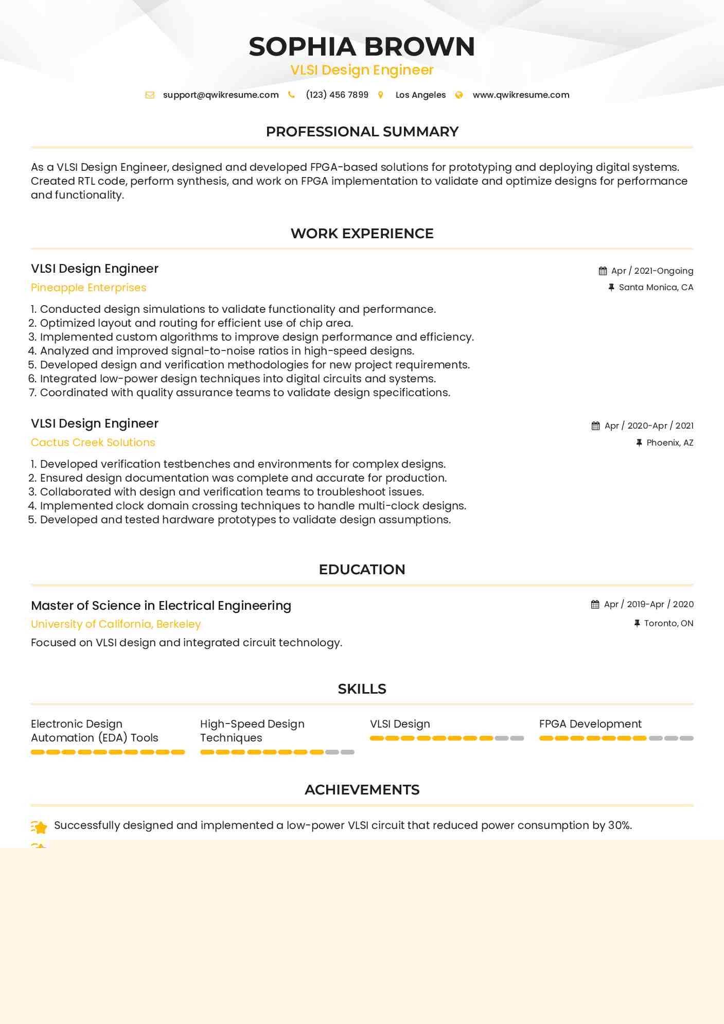 Creating an Impressive Sample Resume VLSI Design Engineer: Tips and Guidelines